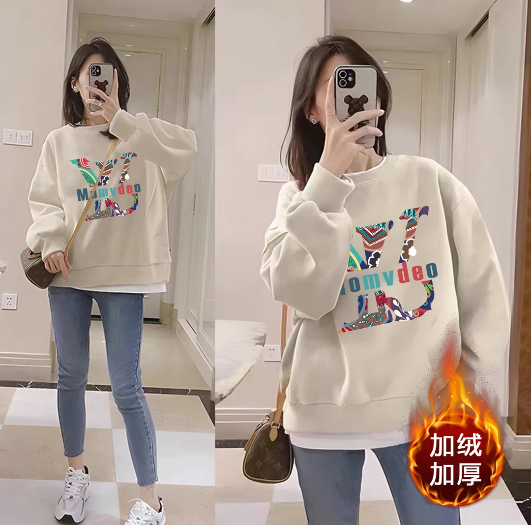 【宠粉】加绒加厚秋冬纯棉透气男女同款休闲百搭长袖圆领卫衣