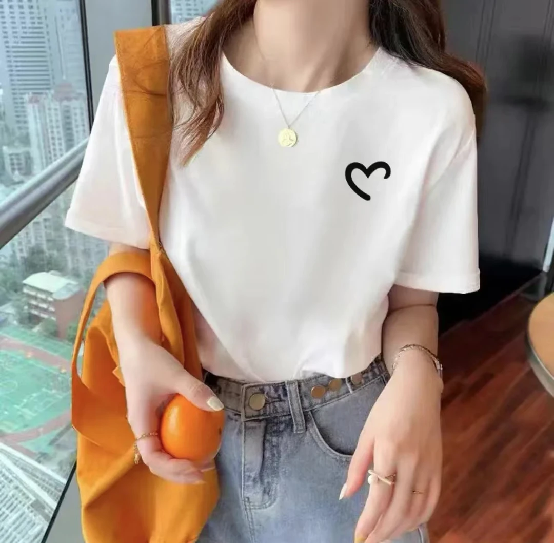 纯棉短袖夏季新款休闲上衣男女同款圆领印花T恤