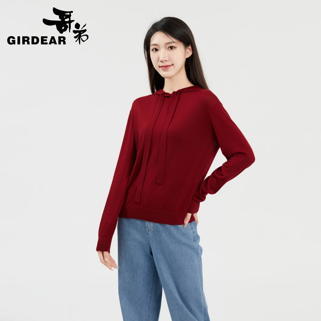GIRDEAR/哥弟氛围绵羊毛连帽卫衣针织上衣1399450