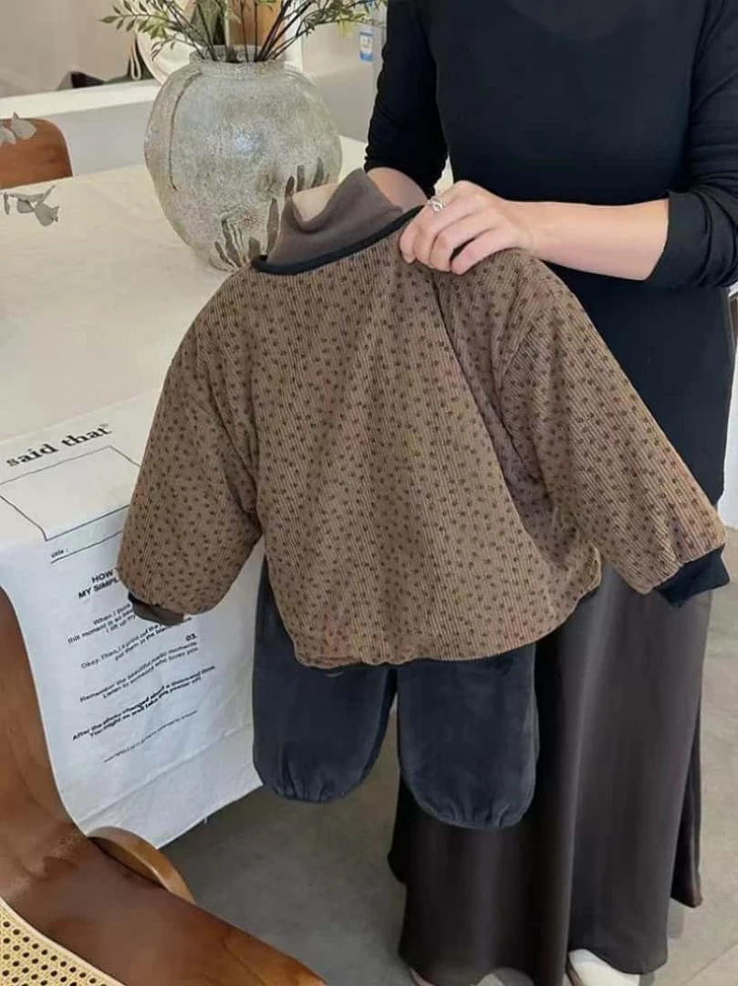 【小棉衣】儿童冬款圆领保暖男童女童百搭复古韩版棉衣