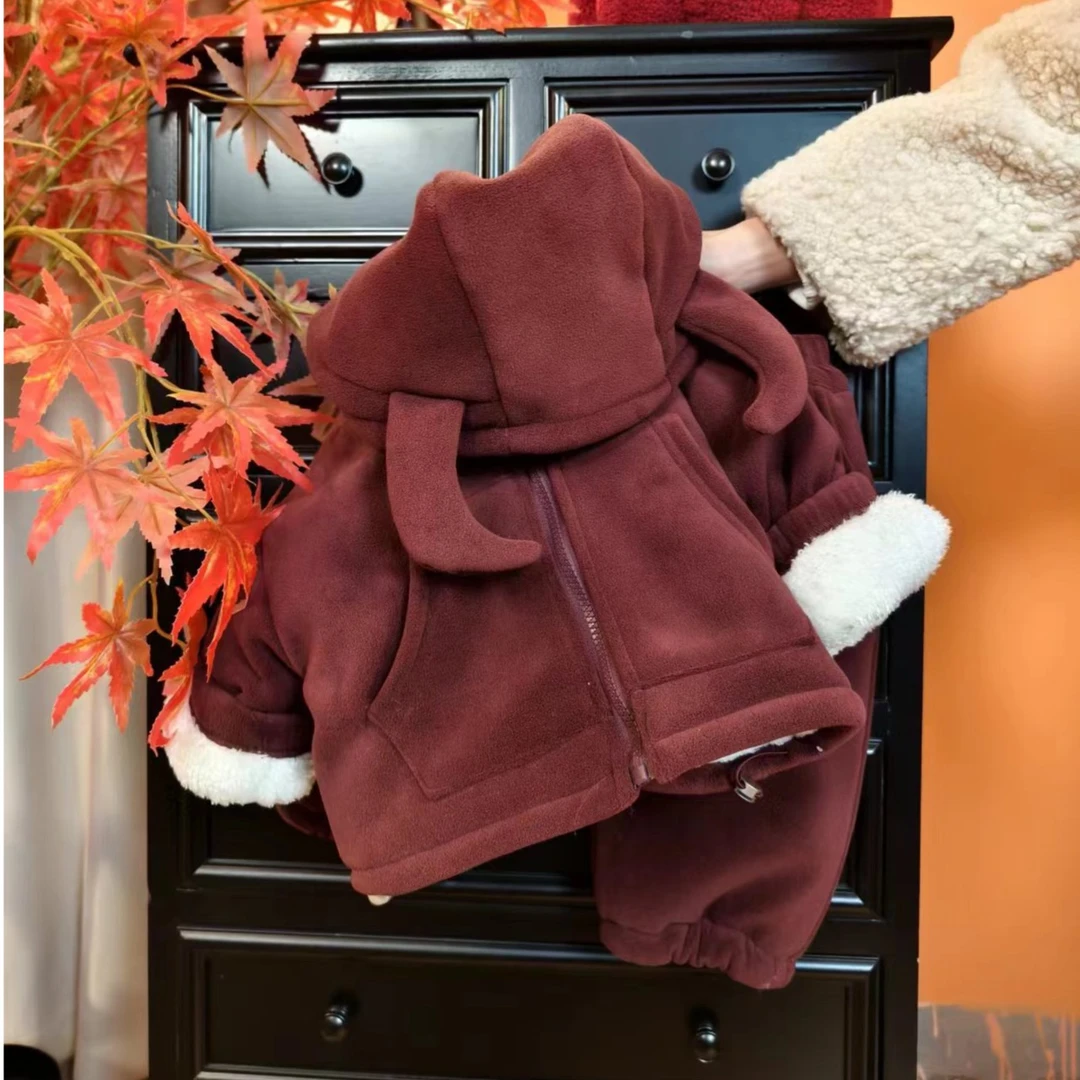 【牛魔王】超厚儿童冬款套装连帽保暖加绒加厚中小童男童冬季两件套