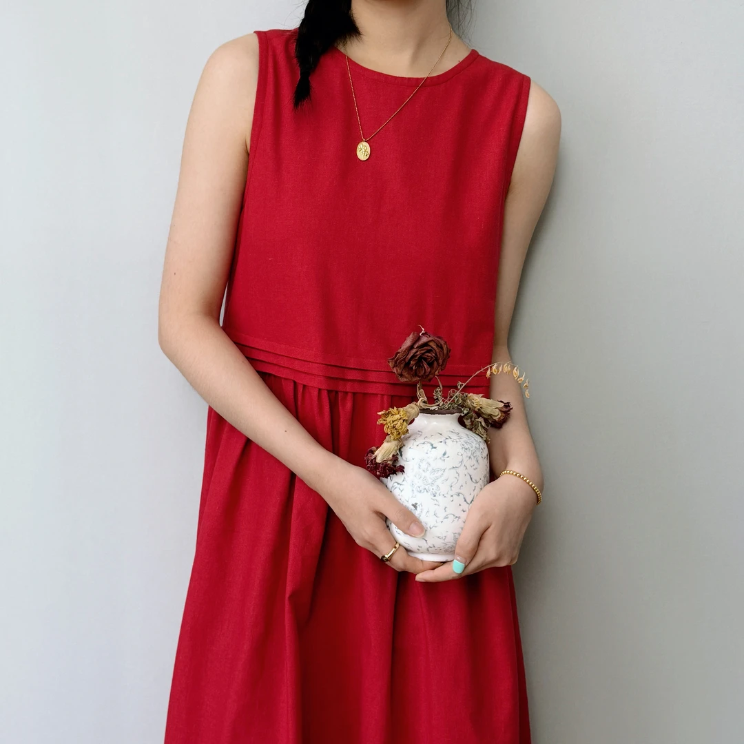 【树下lime】赫本风复古红港风裙子法式长裙女显瘦收腰2024新款时尚