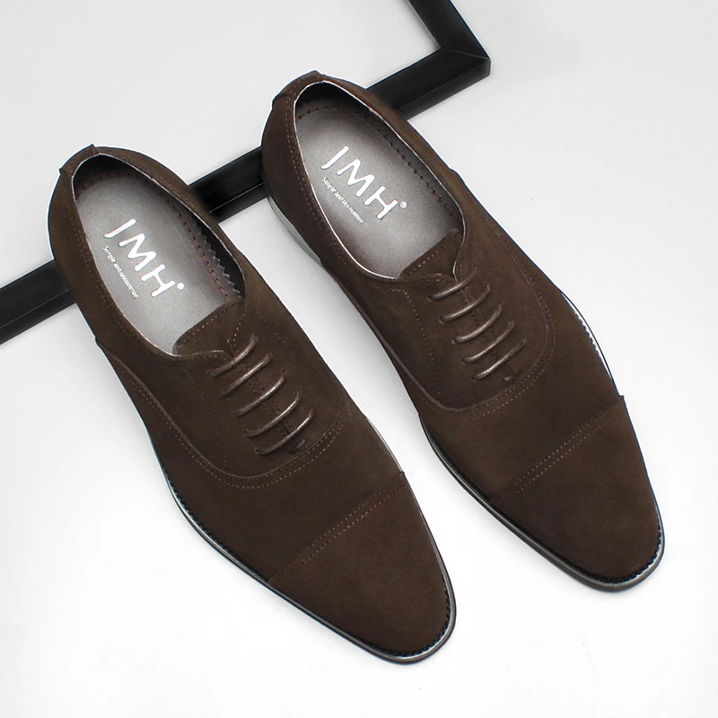 新款男士英伦复古三接头皮鞋男真皮商务正装皮鞋反绒皮时尚牛津鞋