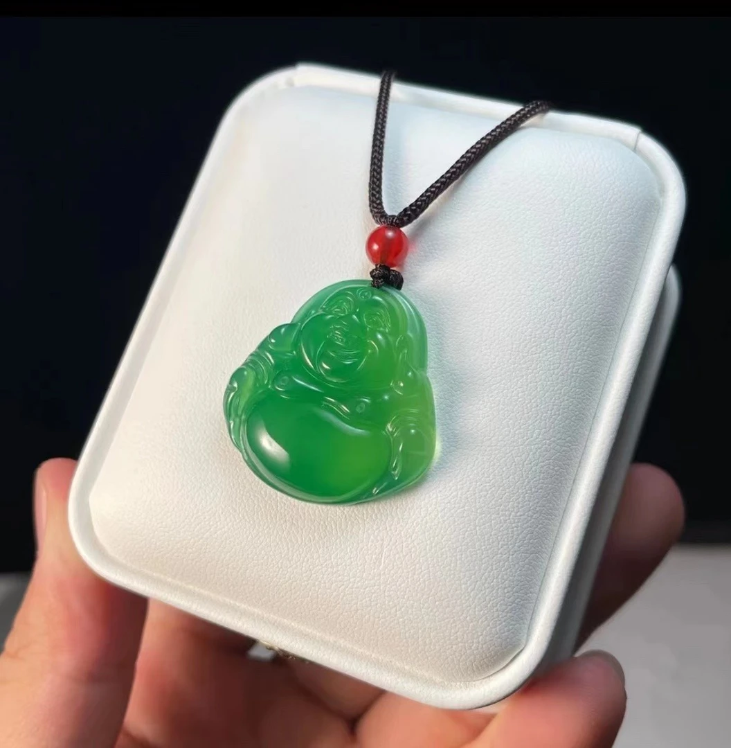 笑口常开佛公天然玛瑙玉髓吊坠冰种招财糖果色（下单请备注颜色）
