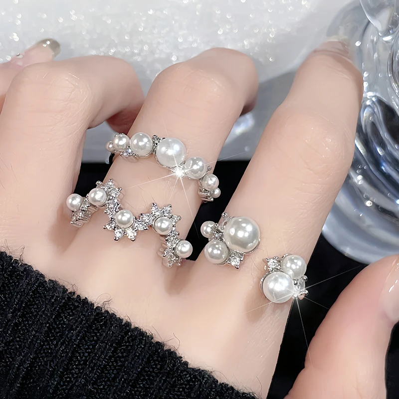 铜合金合成锆石戒指铜合金戒指ins活口百搭戒指食指女士指环网红
