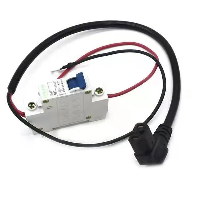 电动车三轮车充电插头带槽T型弯头电4平方带空气开关漏换电转接头