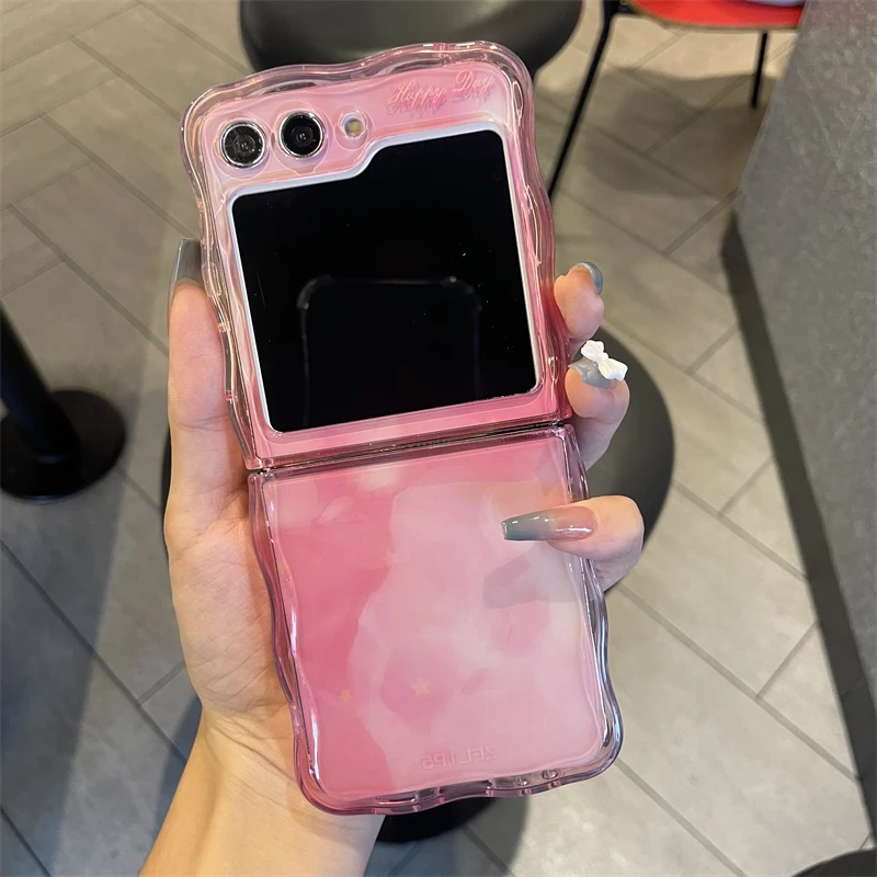 创勒三星zflip5手机壳简约时尚贝壳纹彩色波浪边硅胶软壳w24flip