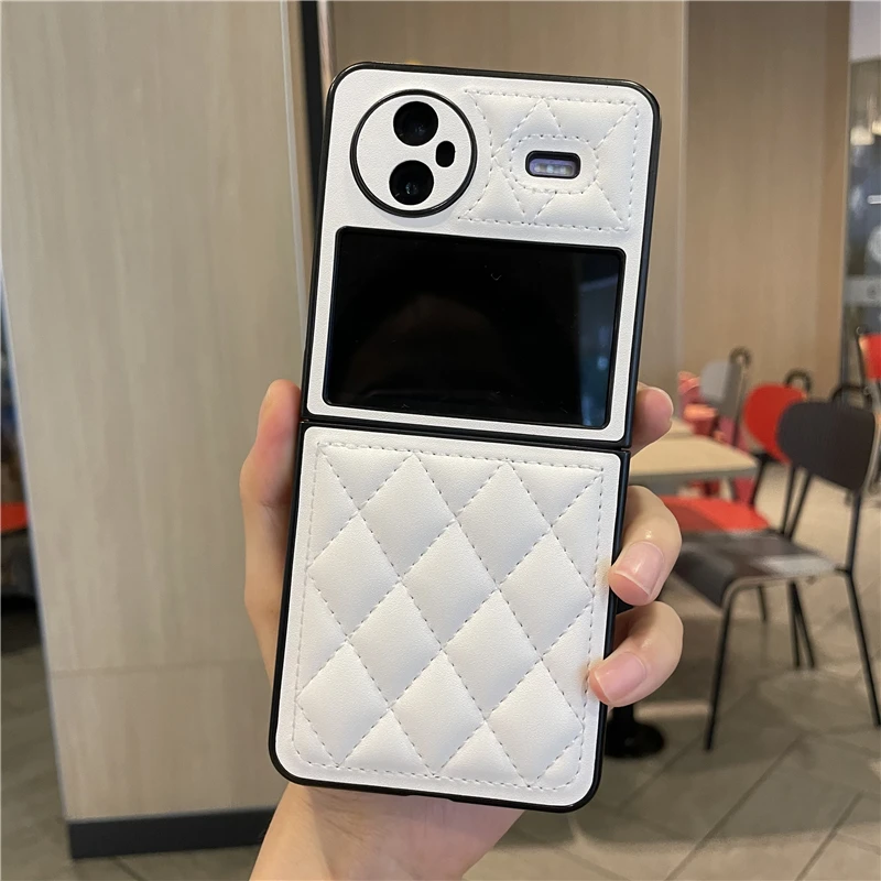 适用vivoxflip手机壳菱格压线小香风折叠保护壳VIVOXFlip皮套翻盖