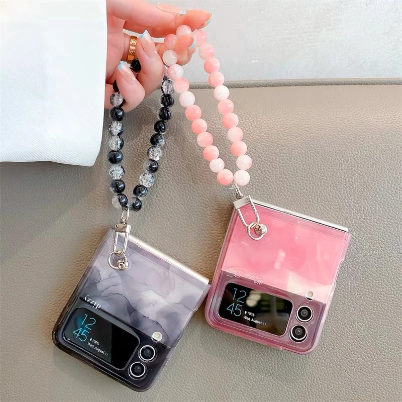 三星zflip3手机壳f7110保护壳ZFlip4晕染手链硅胶折叠屏W23flip