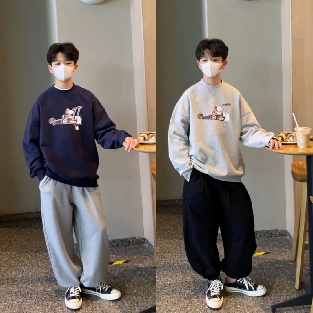 男童卫衣春秋款亲子装儿童秋冬磨毛套头上衣秋装衣服 Y24262 A