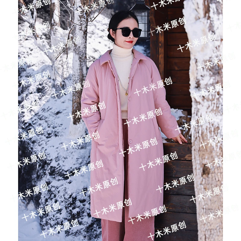 大地之歌~樱花粉/十木米原创冬季新款文艺百搭棉服外套