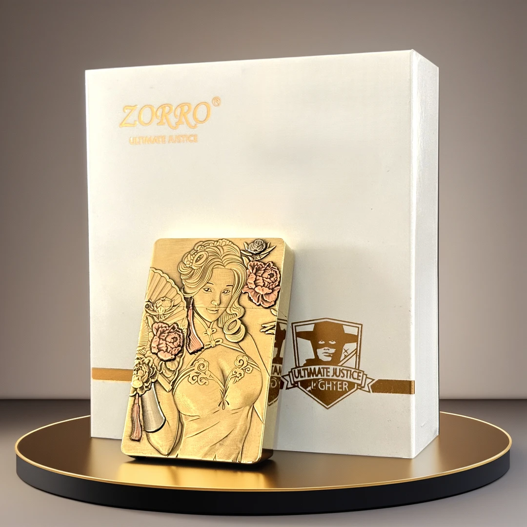 ZORRO/佐罗ZL8小重甲防风煤油打火机潘金莲个性双面浮雕镶嵌创意
