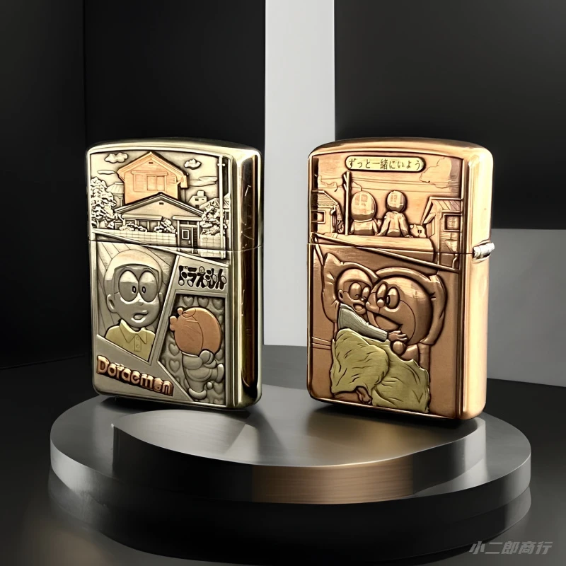 ZORRO/佐罗二代防风打火机纯铜902S盔甲机浮雕镶嵌哆啦A梦机器猫