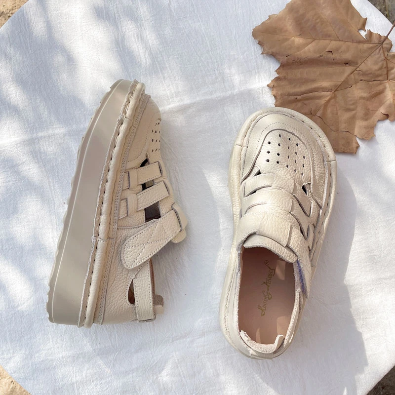 夏季新款凉鞋女外穿软底不累脚配裙子学院风大头鞋镂空罗马女鞋潮