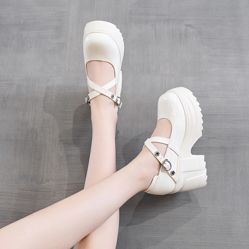 【小辣椒公主10CM增高跟】玛丽珍鞋女小个子粗跟浅口单鞋仙女风凉鞋