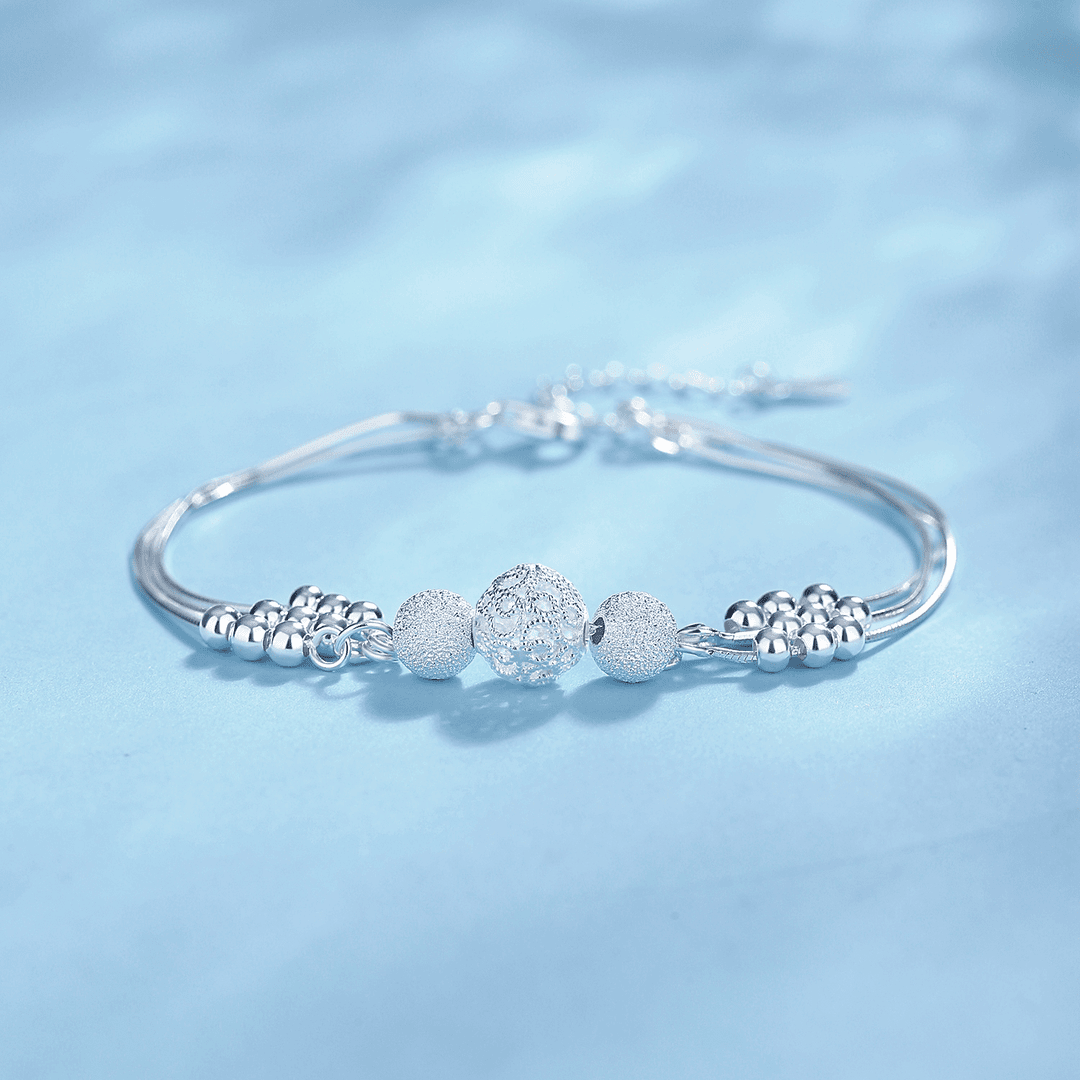 925银合成锆石手链  925银手链龙珠925纯银手链浪漫银色送老婆