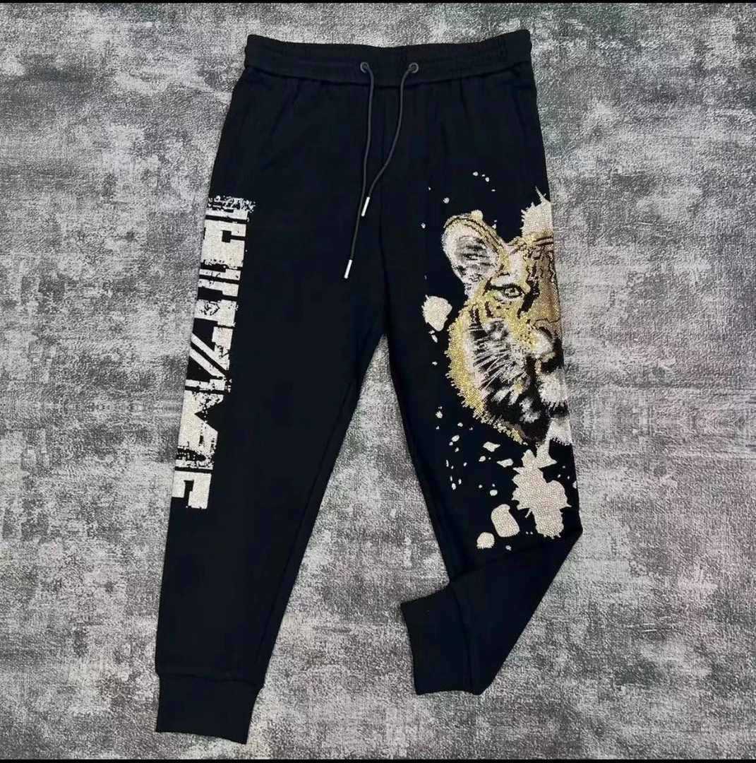 11793秋冬新款潮流字母老虎满钻轻奢男士休闲时尚卫裤