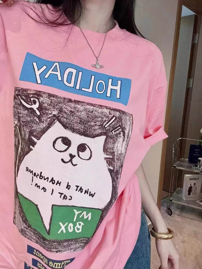 深圳MMOUHUO新品字母肥猫大T恤