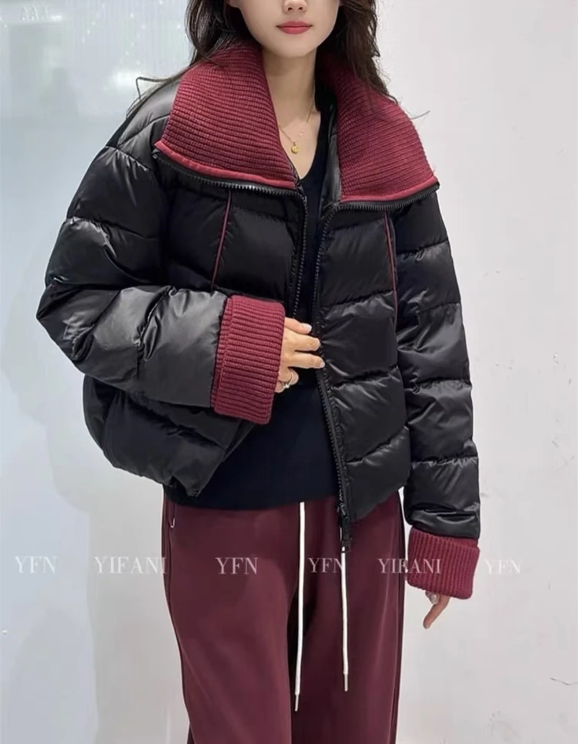 深圳MMOUHUO新款拼接针织领撞色大翻领外套