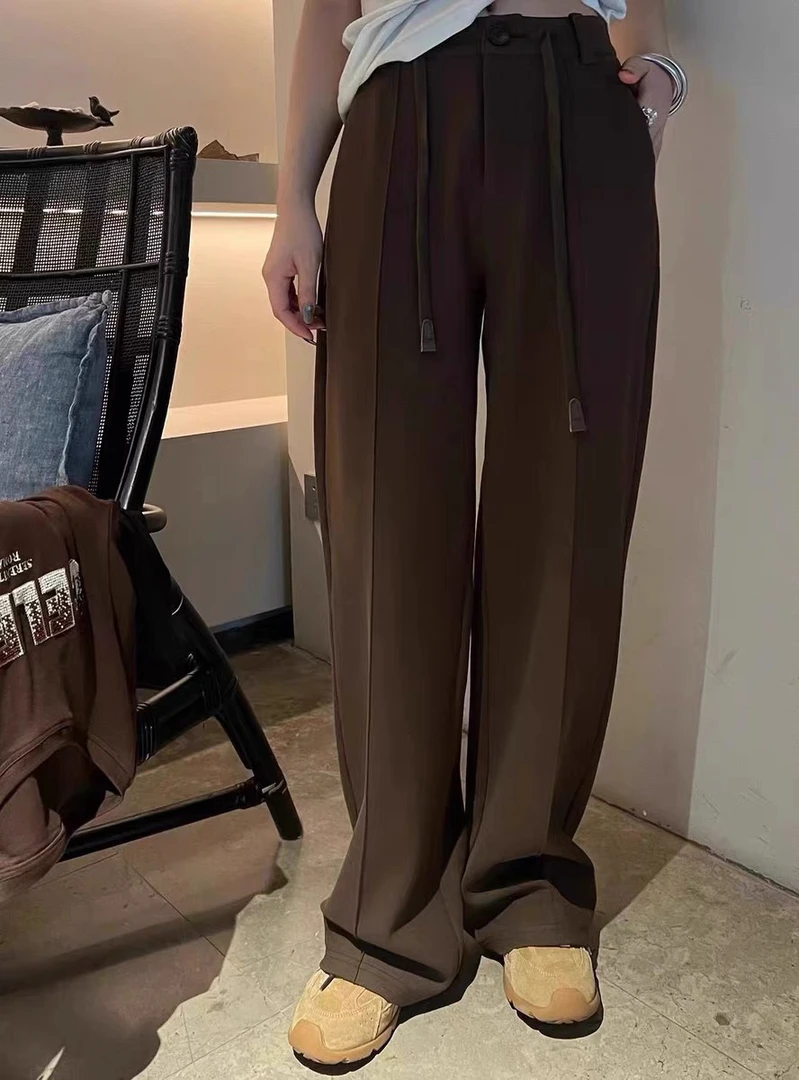 深圳MMOUHUO早秋新款抽绳垂感直筒裤