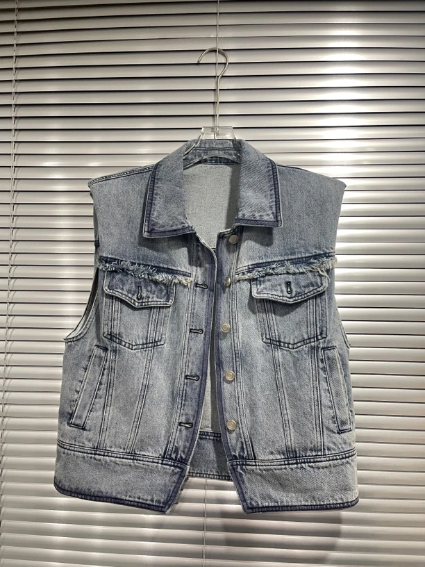 深圳MMOUHUO新品毛边袋牛仔马夹