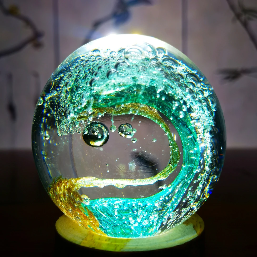 【宠粉儿】琉璃花球纯手工炉台工艺金箔纯净花球海浪花球风生水起