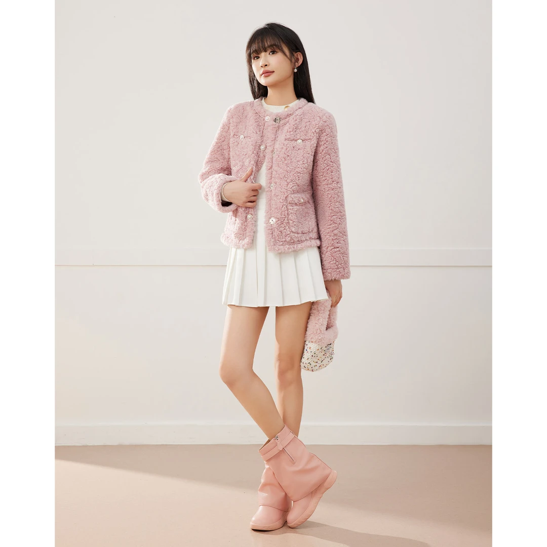 IEF/爱依服2025冬季新款法式名媛小香风气质通勤百搭毛绒外套