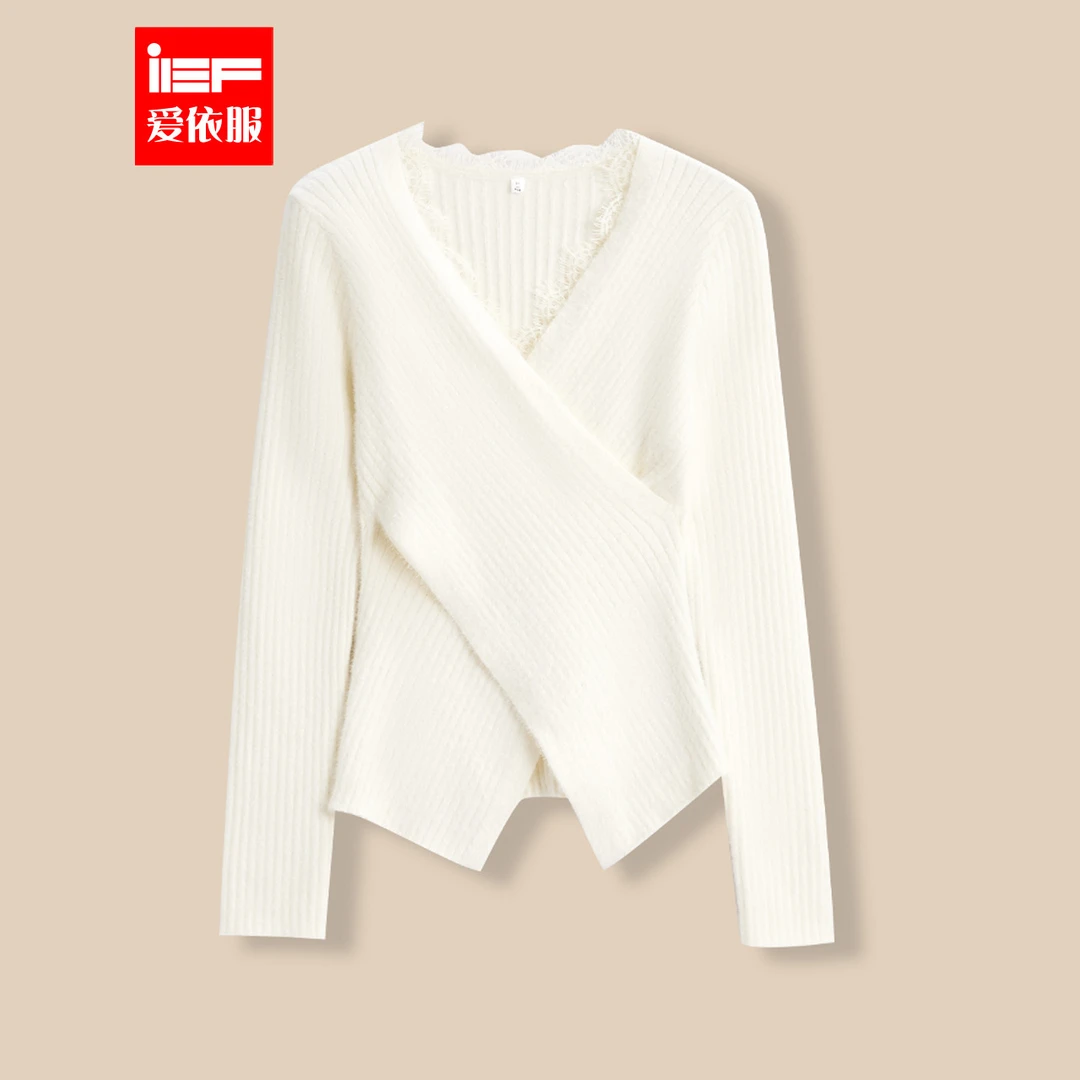 IEF/爱依服2025秋冬新款法式纯欲温柔风别致设计通勤修身毛织上衣