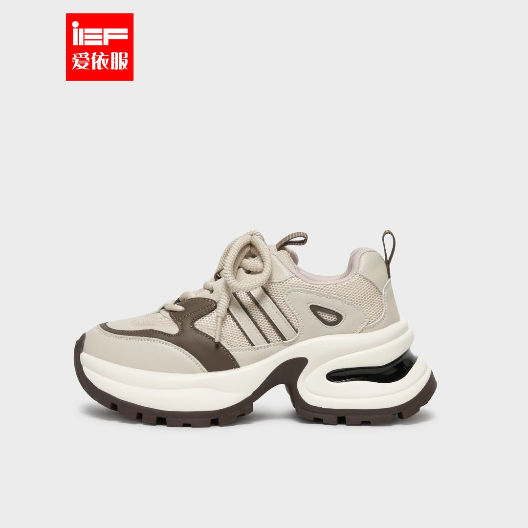 IEF/爱依服2024秋季新款韩版休闲轻便百搭时尚女圆头厚底运动鞋