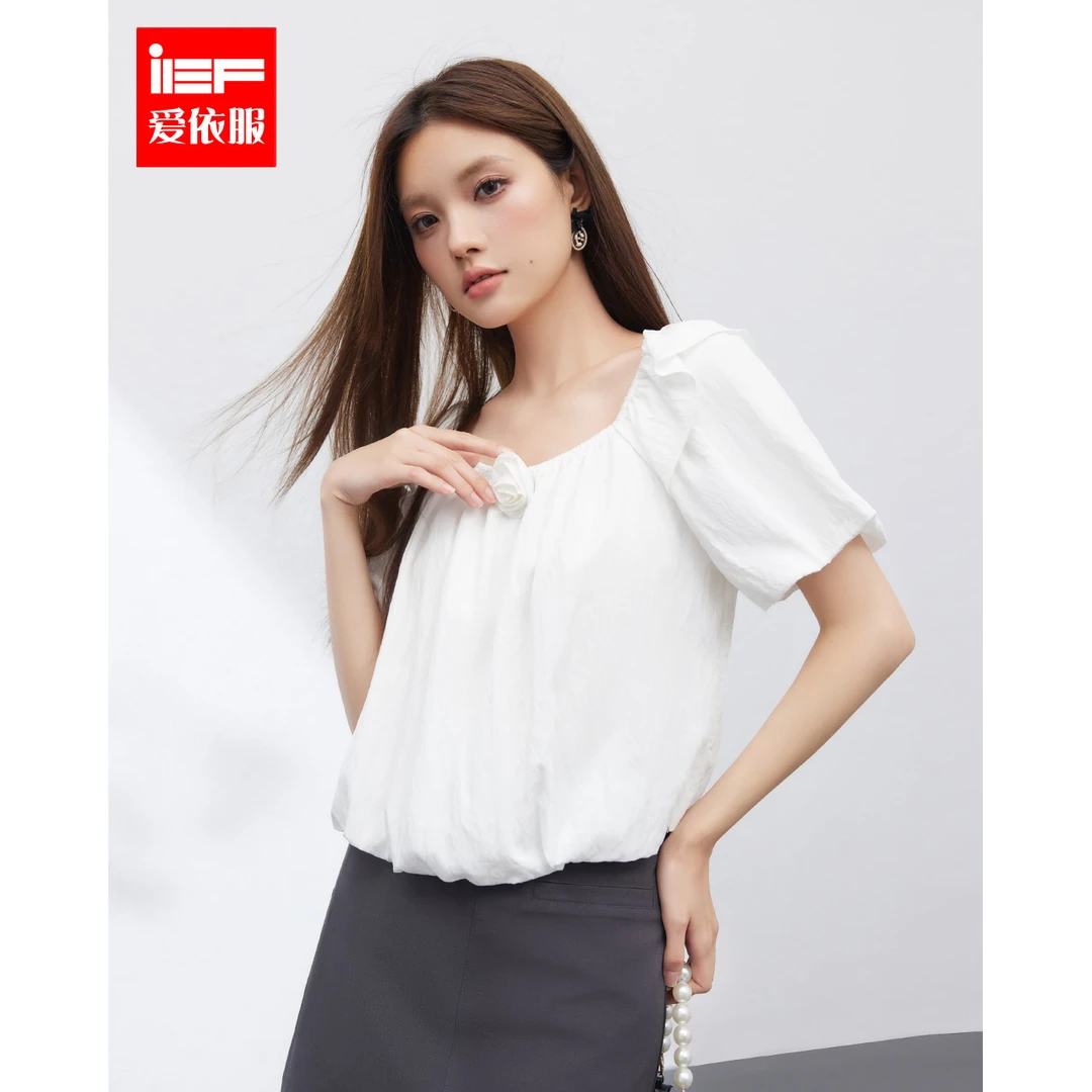 IEF/爱依服2024夏季新款法式甜美淑女气质小众设计通勤百搭上衣