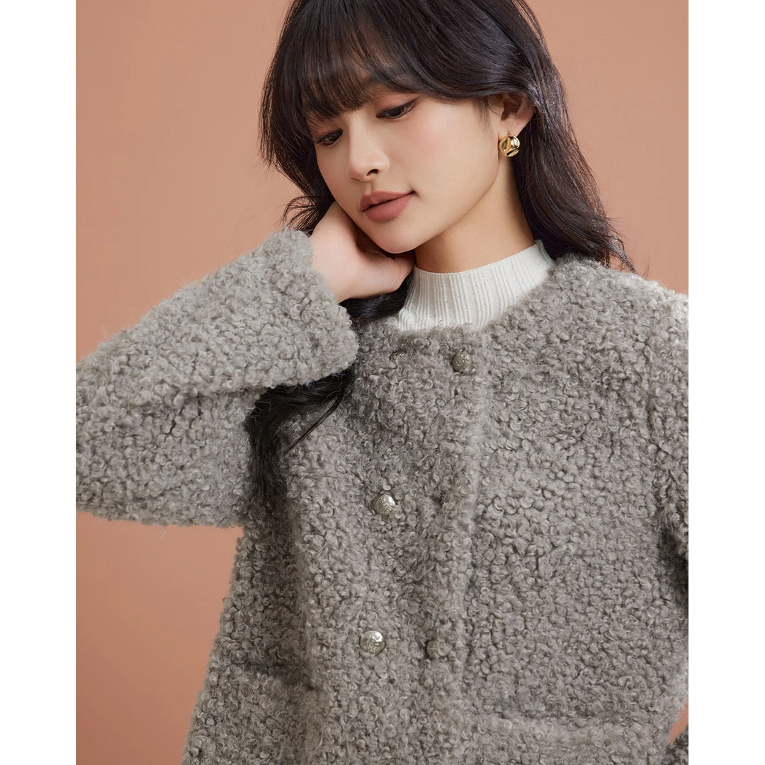 IEF/爱依服2025冬季新款韩系氛围感时尚小众设计百搭颗粒绒外套