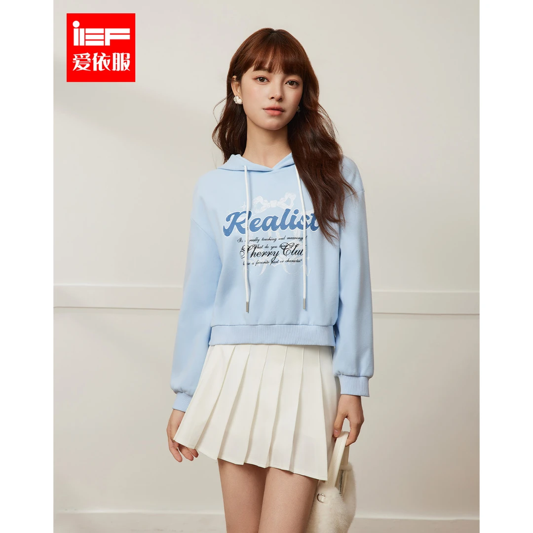 IEF/爱依服上衣2025春季新款韩版时尚小众字母印花休闲风百搭卫衣