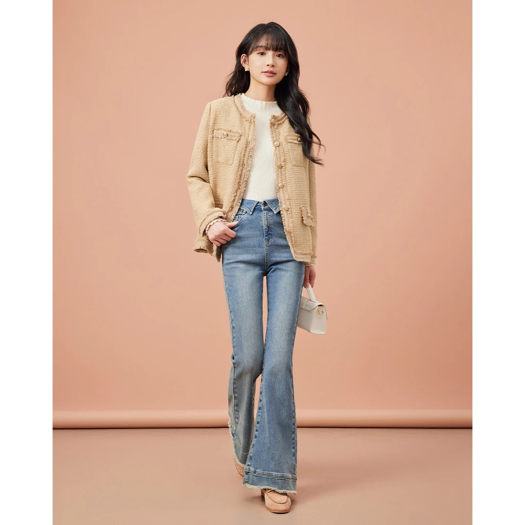 IEF/爱依服2024秋季新款法式名媛气质磨边设计通勤百搭小香风外套