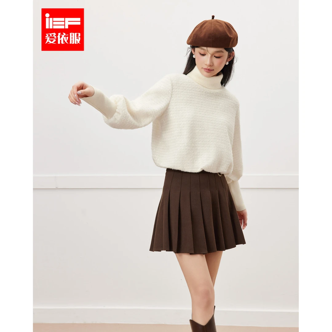 IEF/爱依服毛衣2025冬季新款法式温柔风保暖高领设计百搭针织上衣