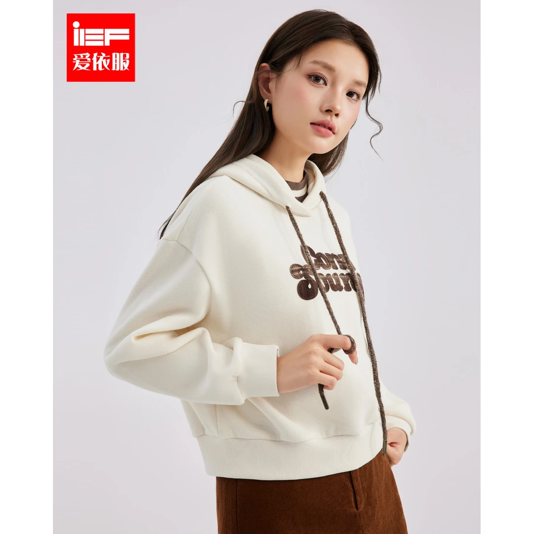 IEF/爱依服上衣2025冬季新款韩版时尚休闲通勤百搭加绒保暖卫衣