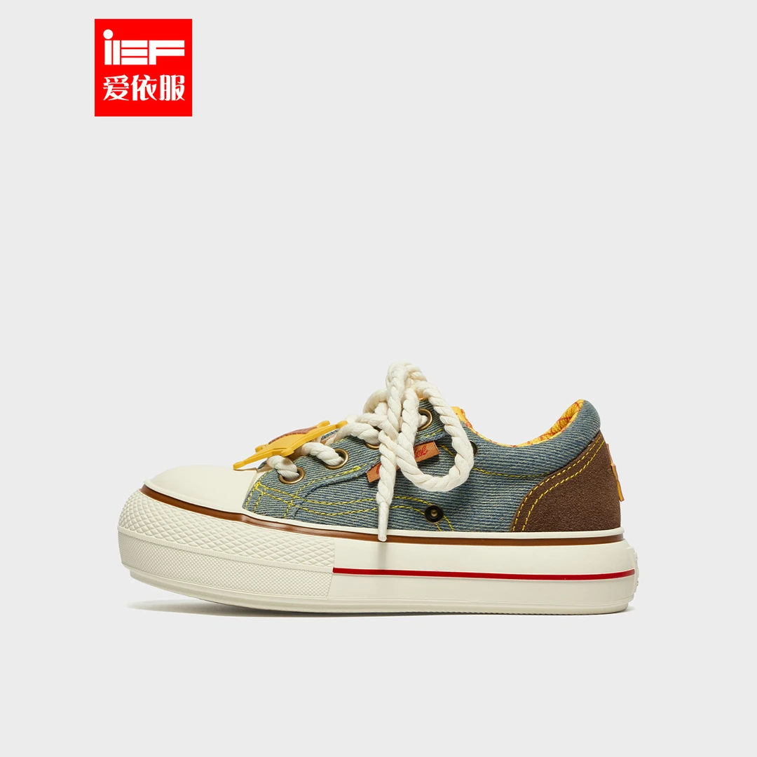 IEF/爱依服2025夏季大头鞋潮牌卡通时尚别致设计女低帮厚底帆布鞋