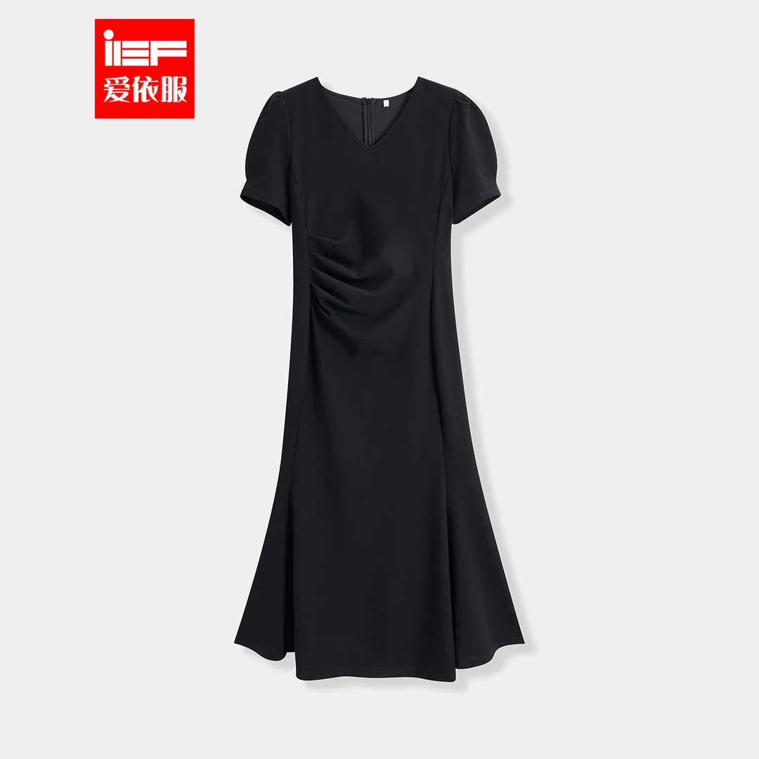 IEF/爱依服2025夏季新款法式V领修身显瘦通勤气质冰感连衣长裙 集