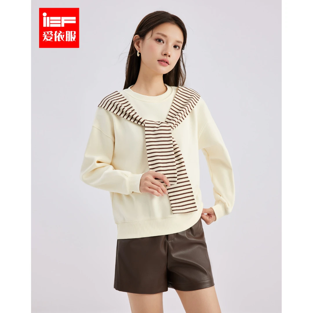 IEF/爱依服2025秋季新款时尚学院风减龄慵懒风百搭显瘦加绒卫衣