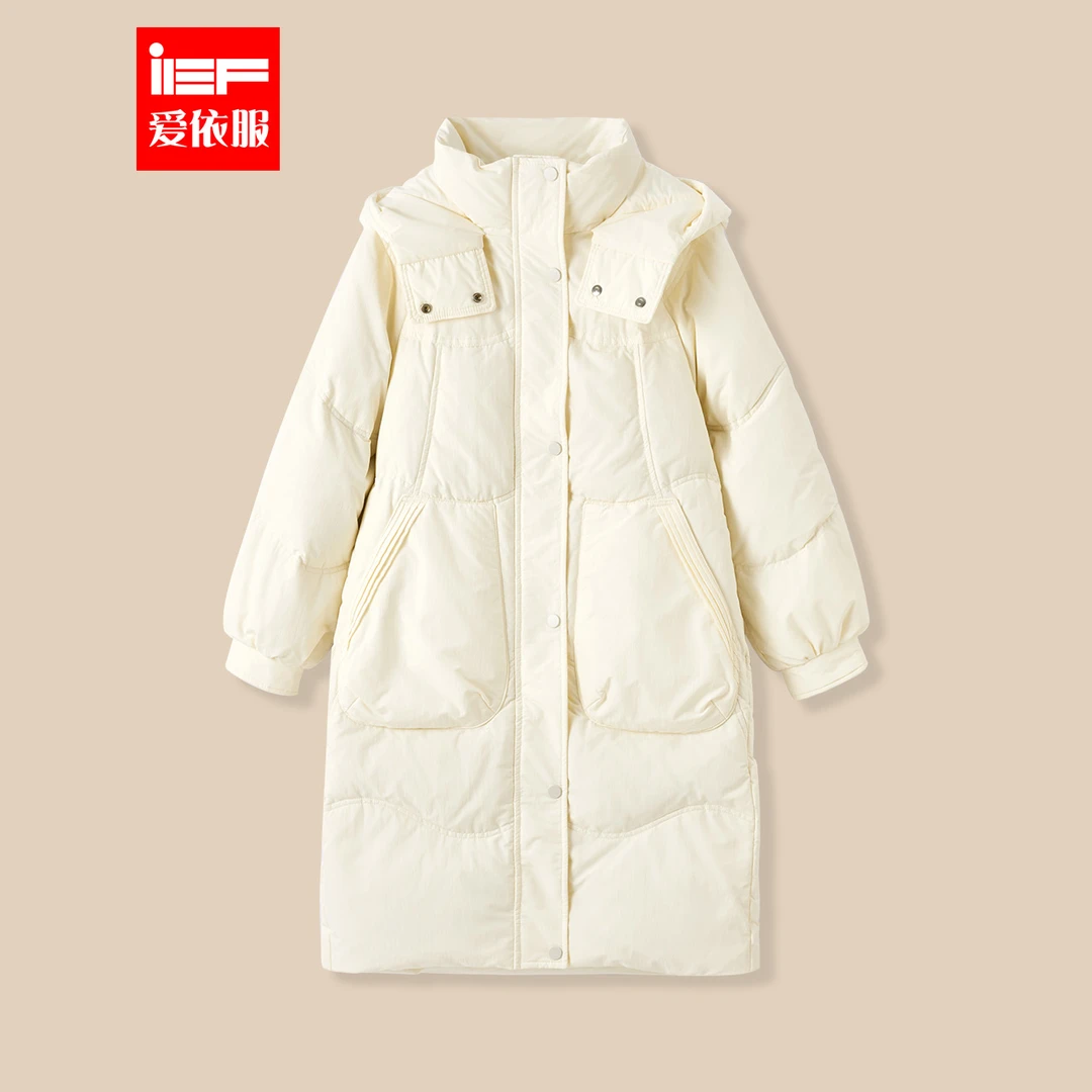 IEF/2023冬季新款小个子羽绒服女爆款短款黑色国风长款中长款中式