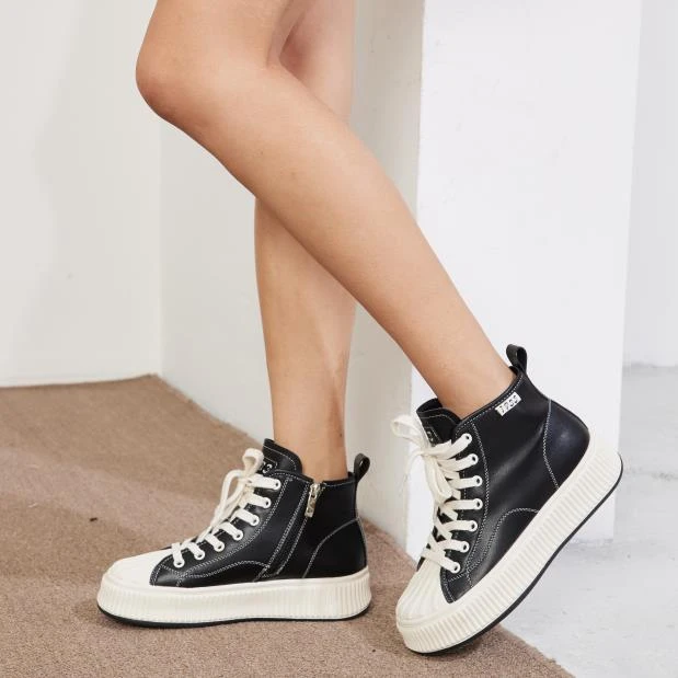 IEF/爱依服饼干底高帮鞋2023年秋季新款贝壳头休闲百搭小白鞋运动