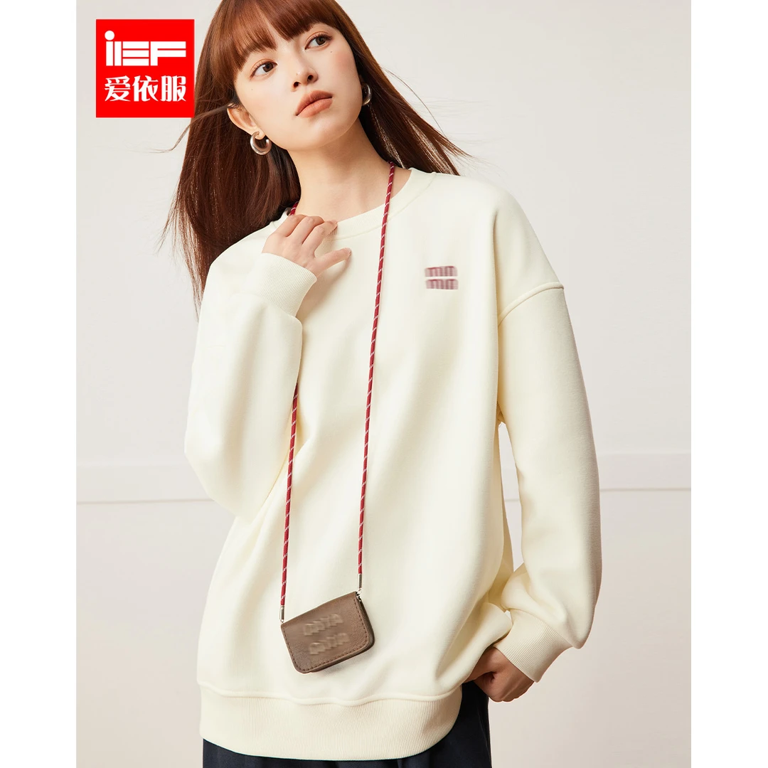 IEF/爱依服上衣2025秋冬新款韩系风简约休闲通勤百搭加绒保暖卫衣
