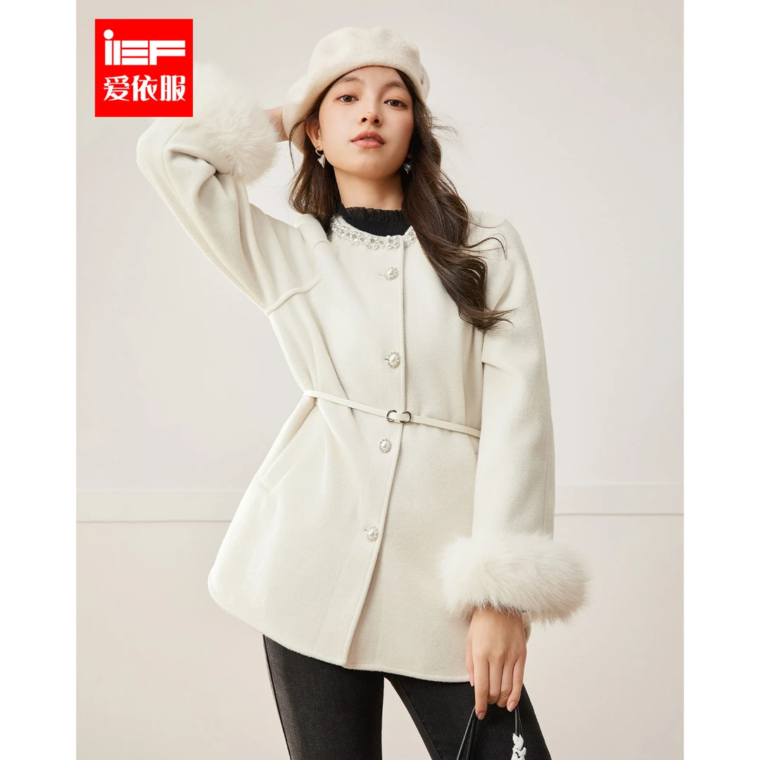 IEF/爱依服2025秋冬新款【DNA系列】法式名媛风显瘦呢绒中外套