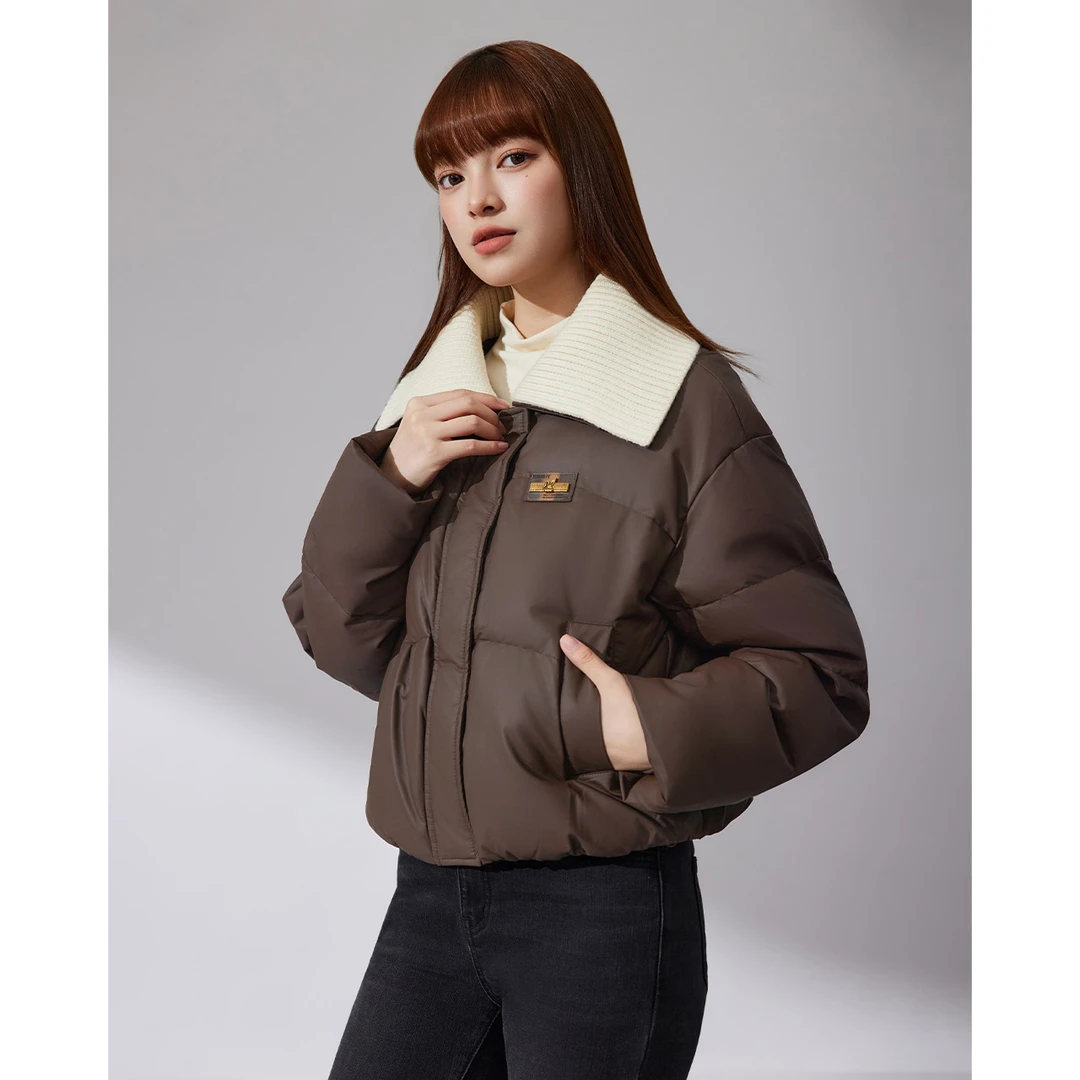 IEF/爱依服2025冬季新款美式时尚朋克风简约保暖亮面皮羽绒外套