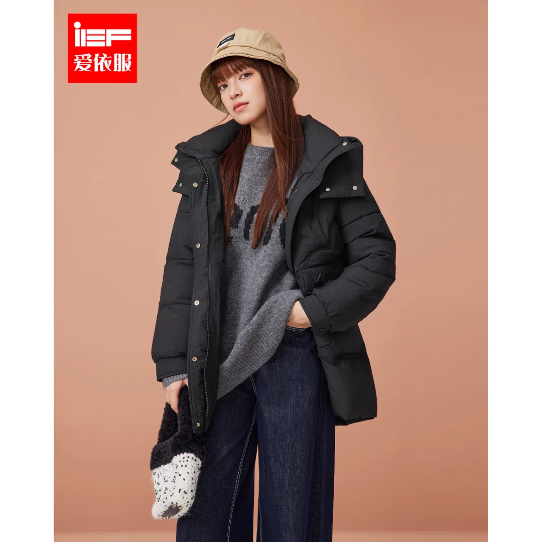 IEF/爱依服棉衣2025秋冬新款韩版简约纯色通勤百搭大口袋设计外套
