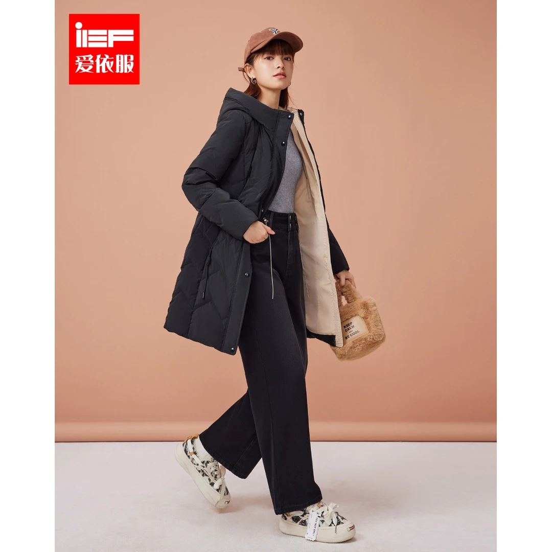 IEF/爱依服2025秋冬新款韩系风时尚小众设计保暖休闲中长款外套