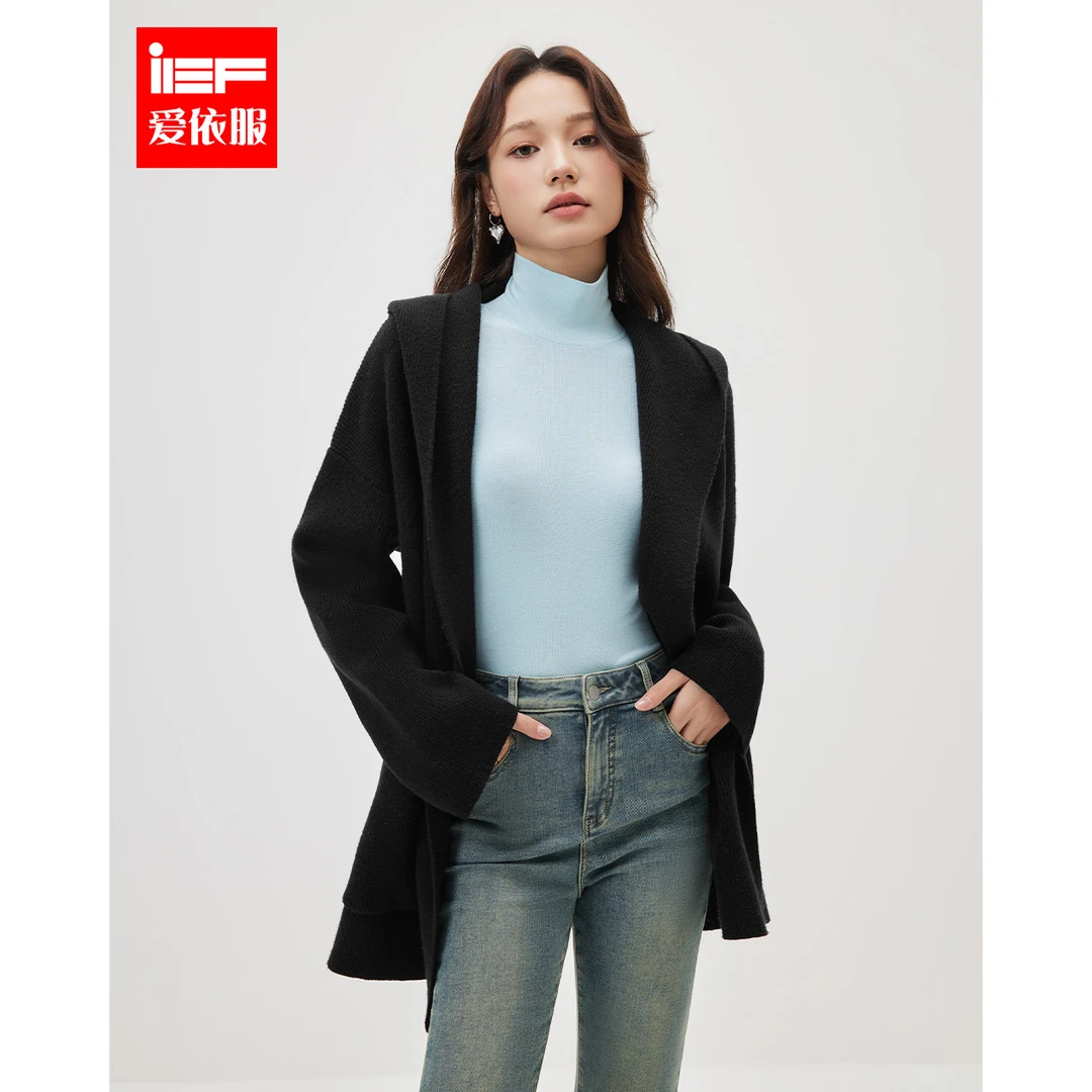 IEF/爱依服【DNA系列】2025秋冬新款针织开衫女简约百搭毛织外套