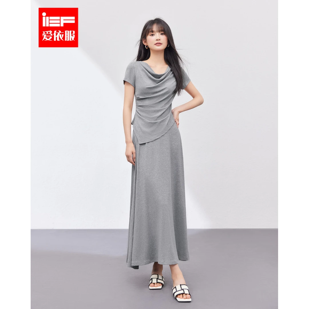 IEF/爱依服0夏季新款高级灰上下套裙两件套0B0