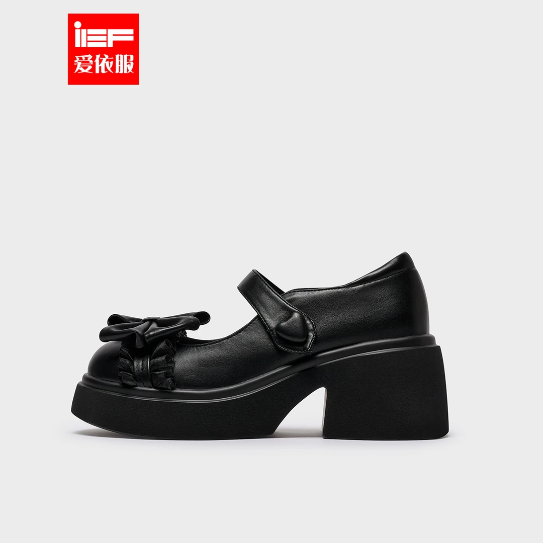 IEF/爱依服可爱减龄风小皮鞋2024春季新款百搭JK制服厚底玛丽珍鞋