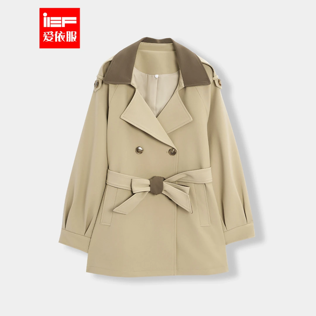 IEF/爱依服2025秋季新款时尚韩版休闲高级版别致设计风衣中外套