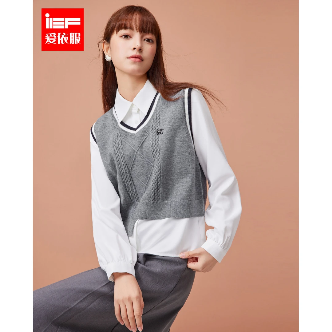 IEF/爱依服2025秋季新款韩系时尚通勤休闲风百搭显瘦毛织两件套